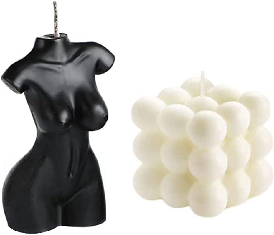 Bubble cube candles and female body shaped candle, handmade soy wax scented candle, bedroom bathroom home aesthetic decor candle.