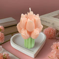 Pink tulip scented candle, premium wax, soothing fragrance, ideal gift for home decor special occasions.
