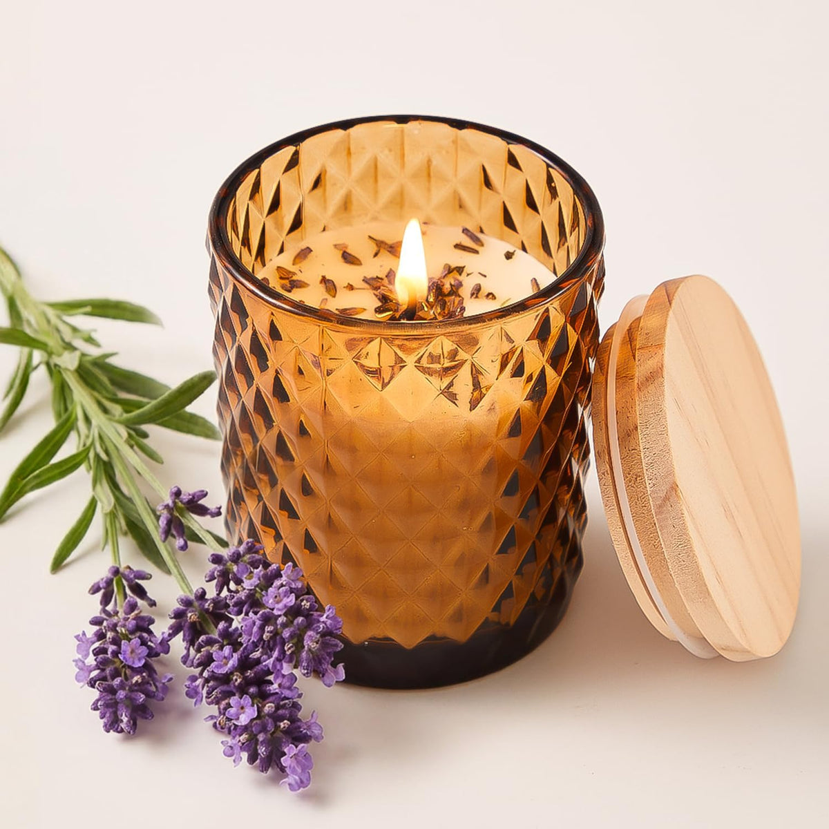 Lavender candle for home scented, soy candle with long lasting aromatherapy jar candle for wedding, birthday, party.