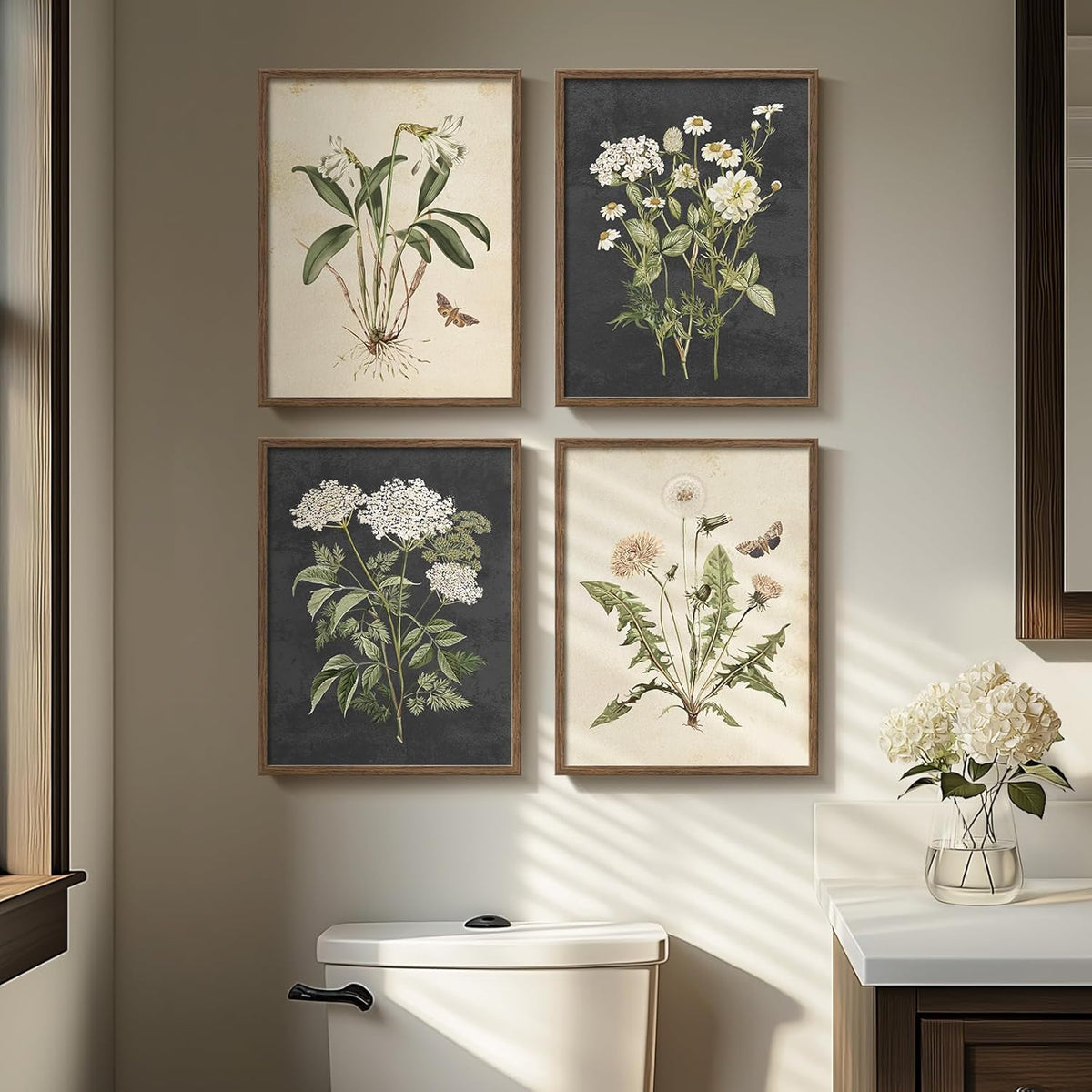 Framed Vintage Floral Decorative Wall Art Set