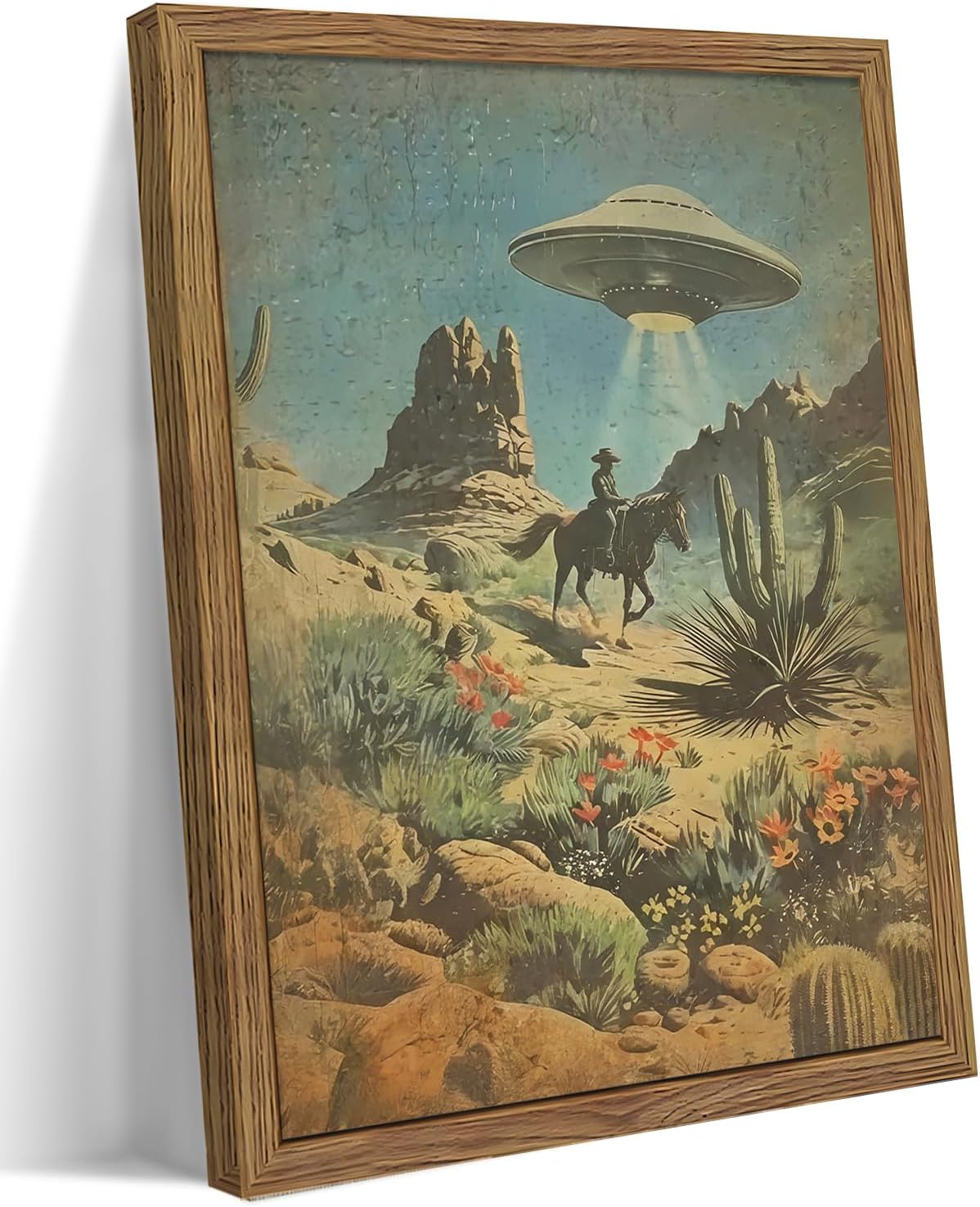 Intergalactic Western UFO Framed Canvas Art