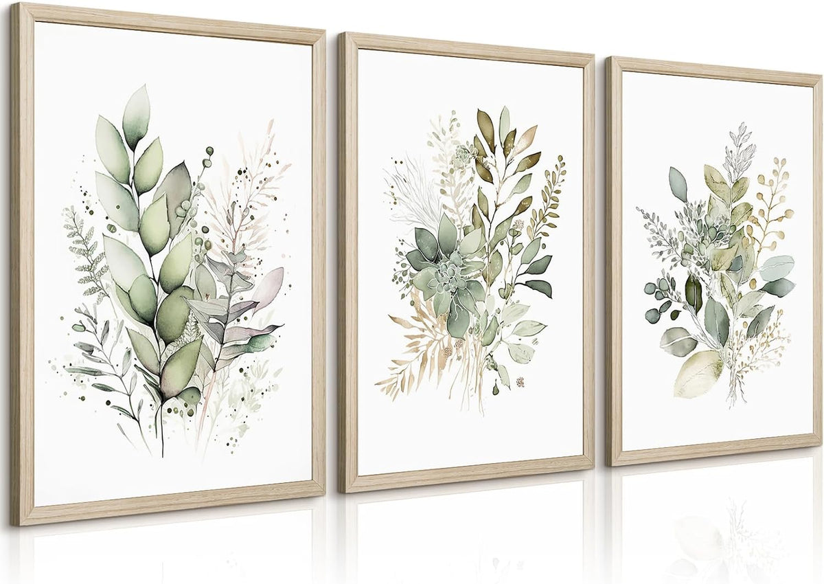 Framed Botanical Floral Decorative Canvas Wall Art