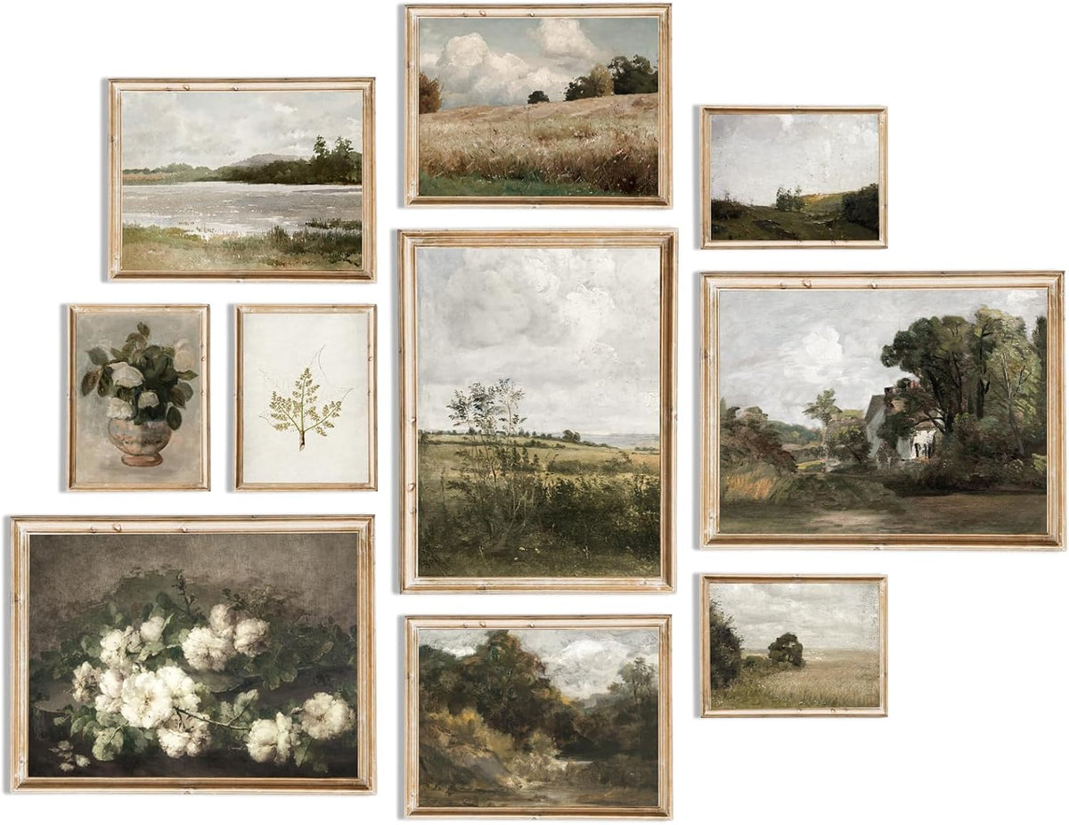 Vintage Landscape Floral Decorative Canvas Art Prints Set