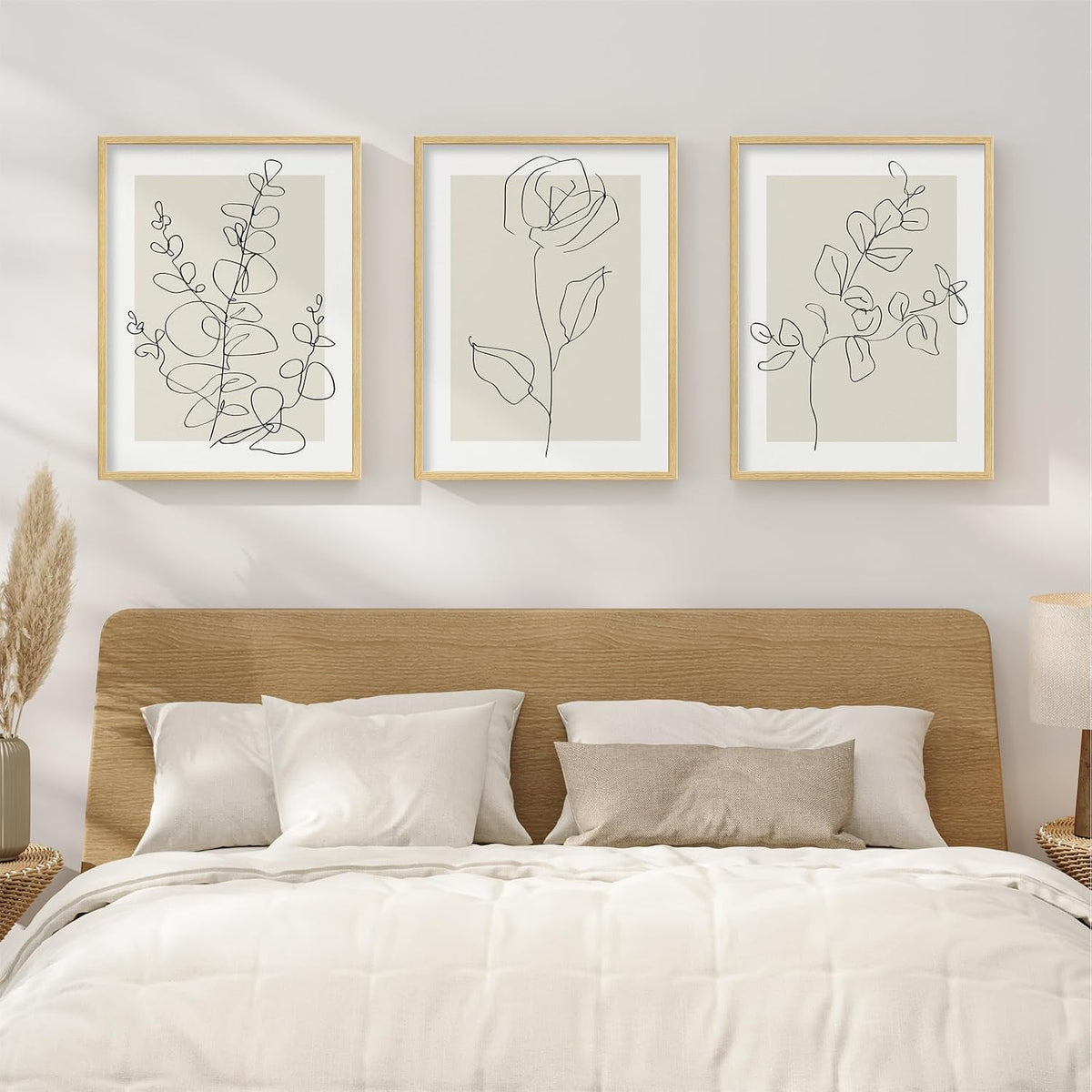 Minimalist Floral Line Art Decorative Framed Wall Art Set