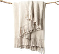 Farmhouse Knitted Throw Blanket with Fringes