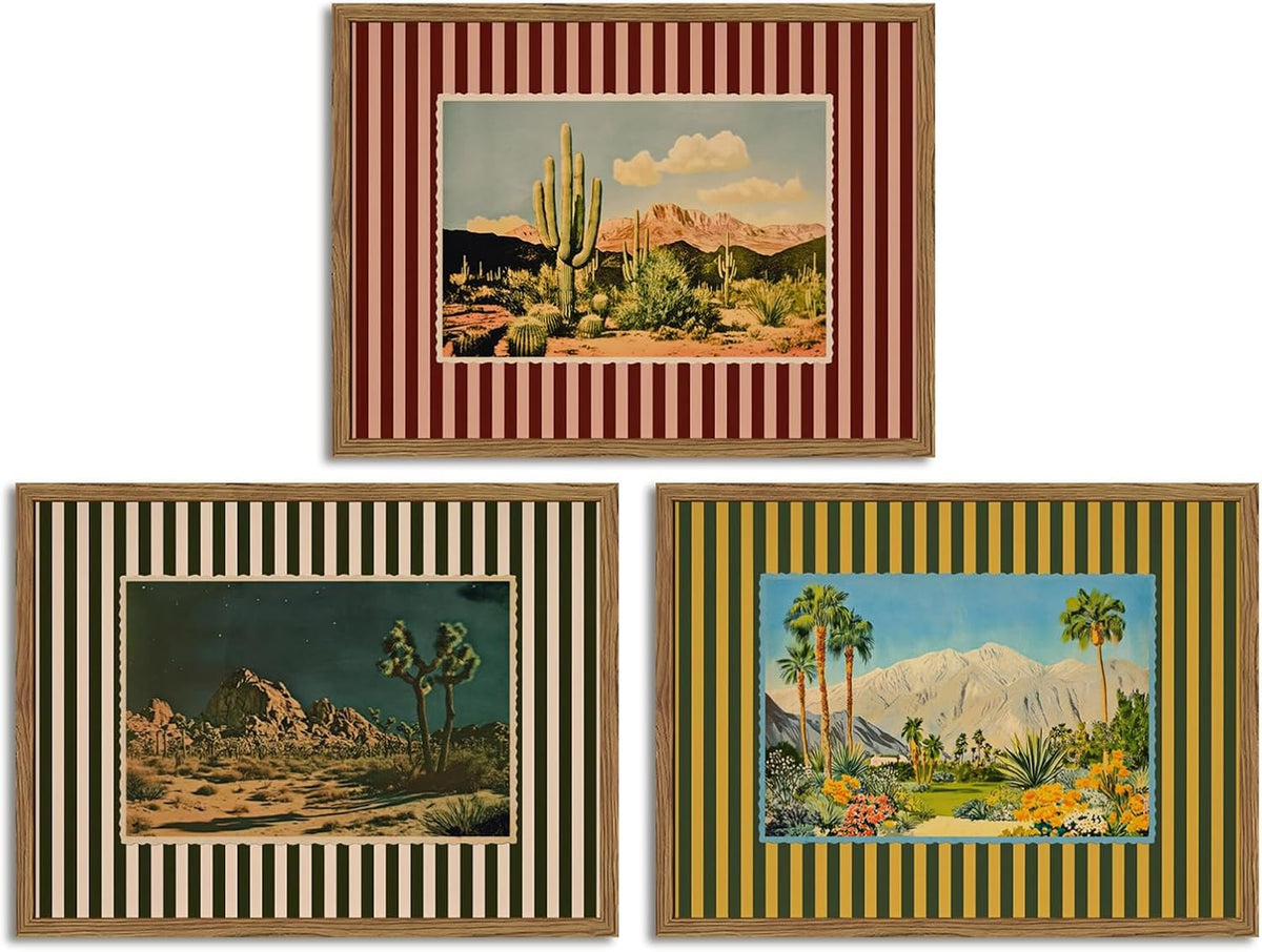 Vintage Desert Landscape Framed Art Set