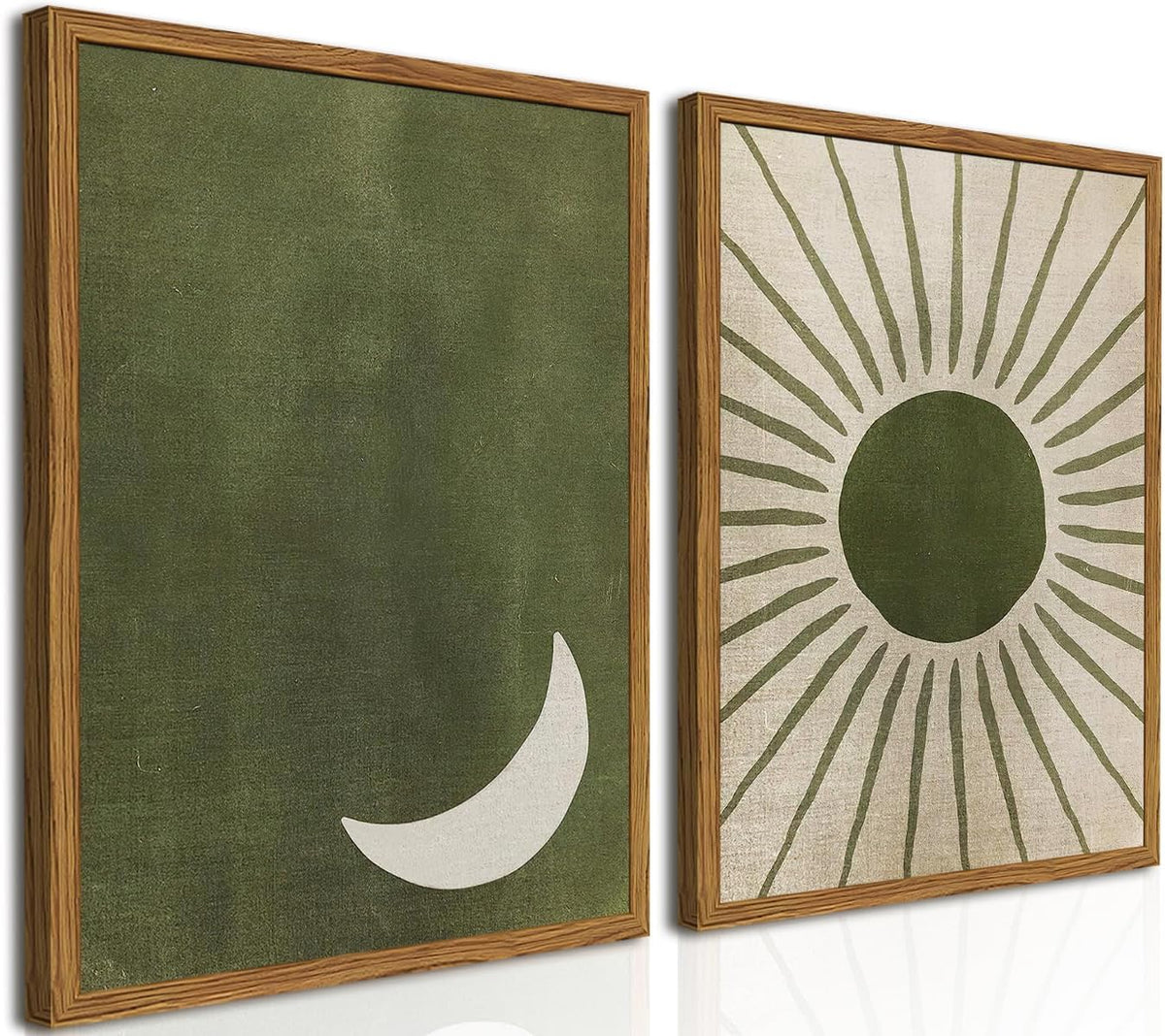 Boho Sun and Moon Framed Wall Art Set