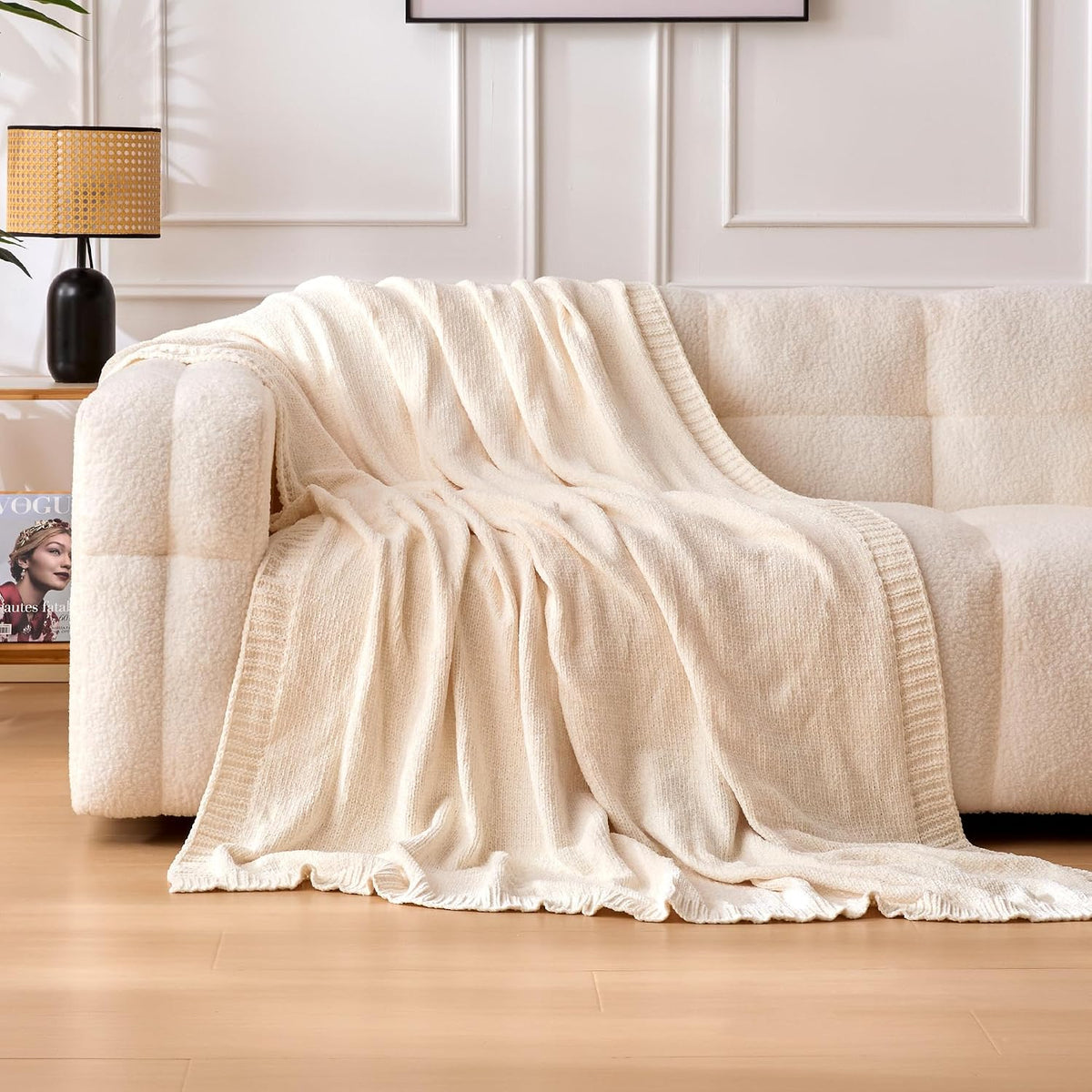 Recycled Polyester Chenille Knit Throw Blanket