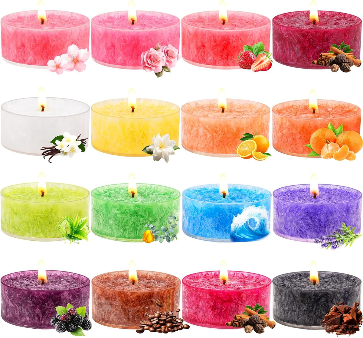 Tealight candles for women, aromatherapy scented candles small candle gift set with 16 scents, long-lasting soy wax candles for relaxation.