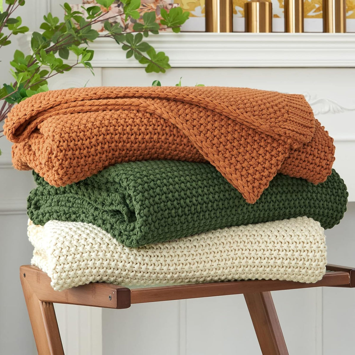 Cotton Cable Knit Throw Blanket