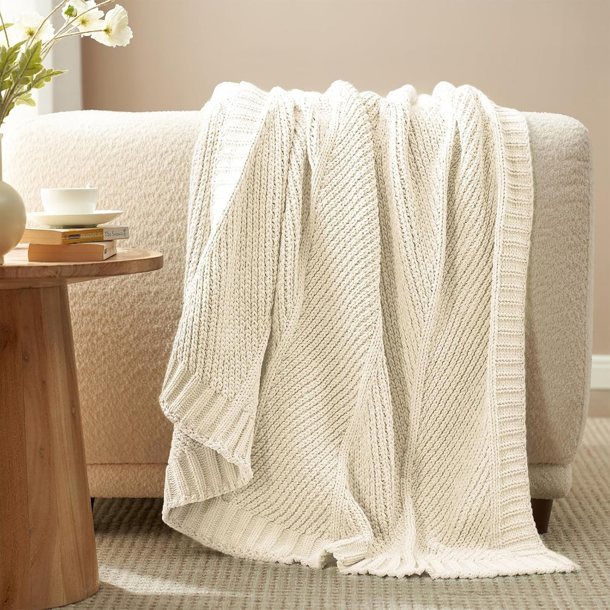 Chevron Chenille Knit Throw Blanket