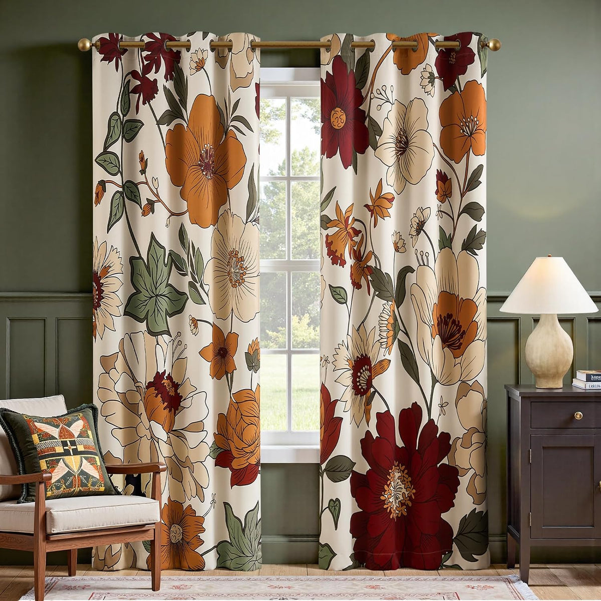 Vintage Floral Jacquard Blackout Curtains
