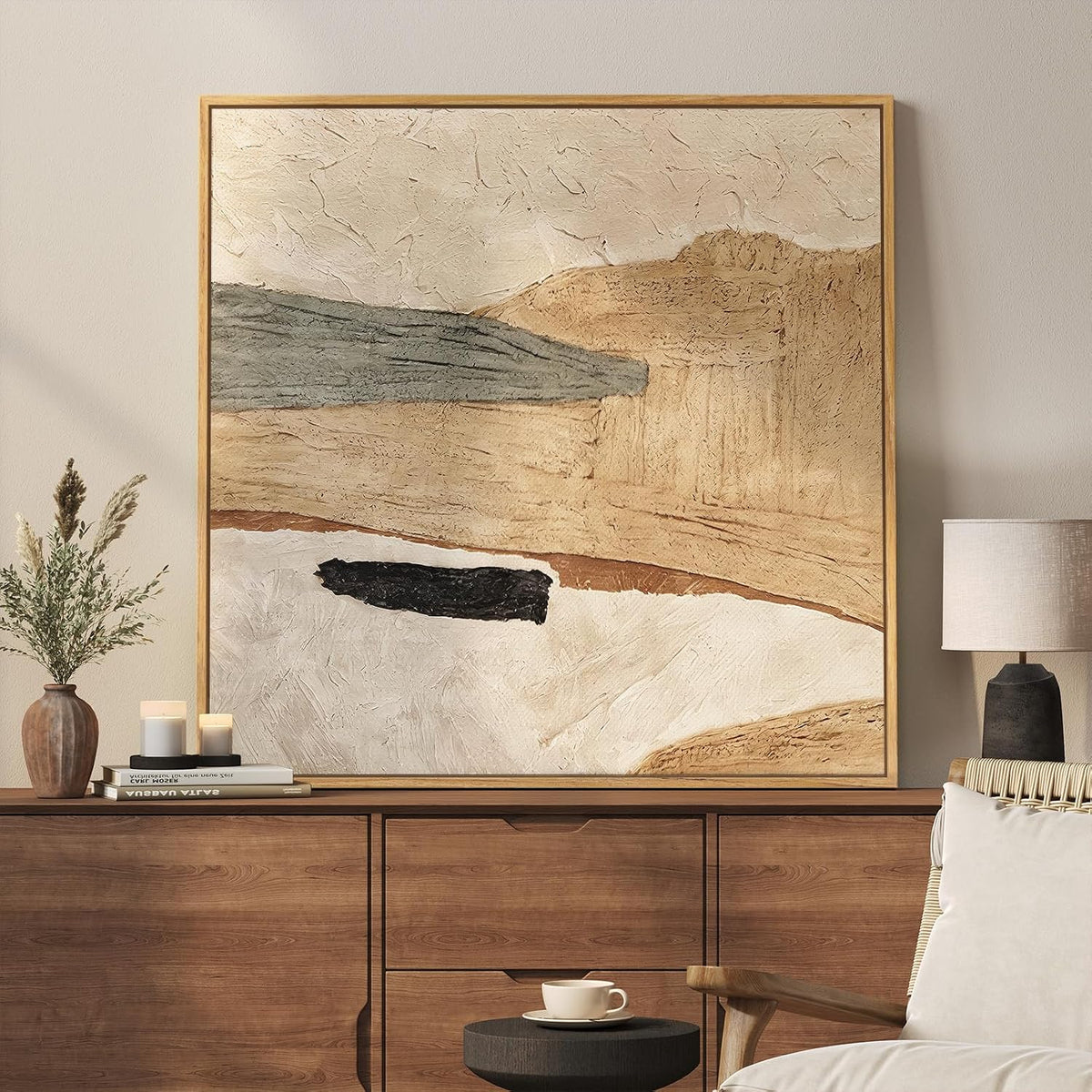 Layered Earth Tone Abstract Framed Wall Art