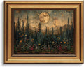 Moonlit Forest Landscape Gold Framed Art