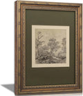 Antique Gold Framed Forest Sketch Wall Art
