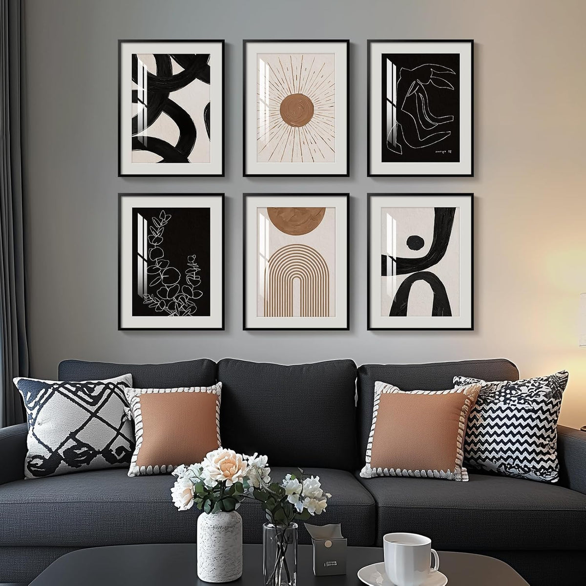 Boho Modern Abstract Framed Wall Art Set