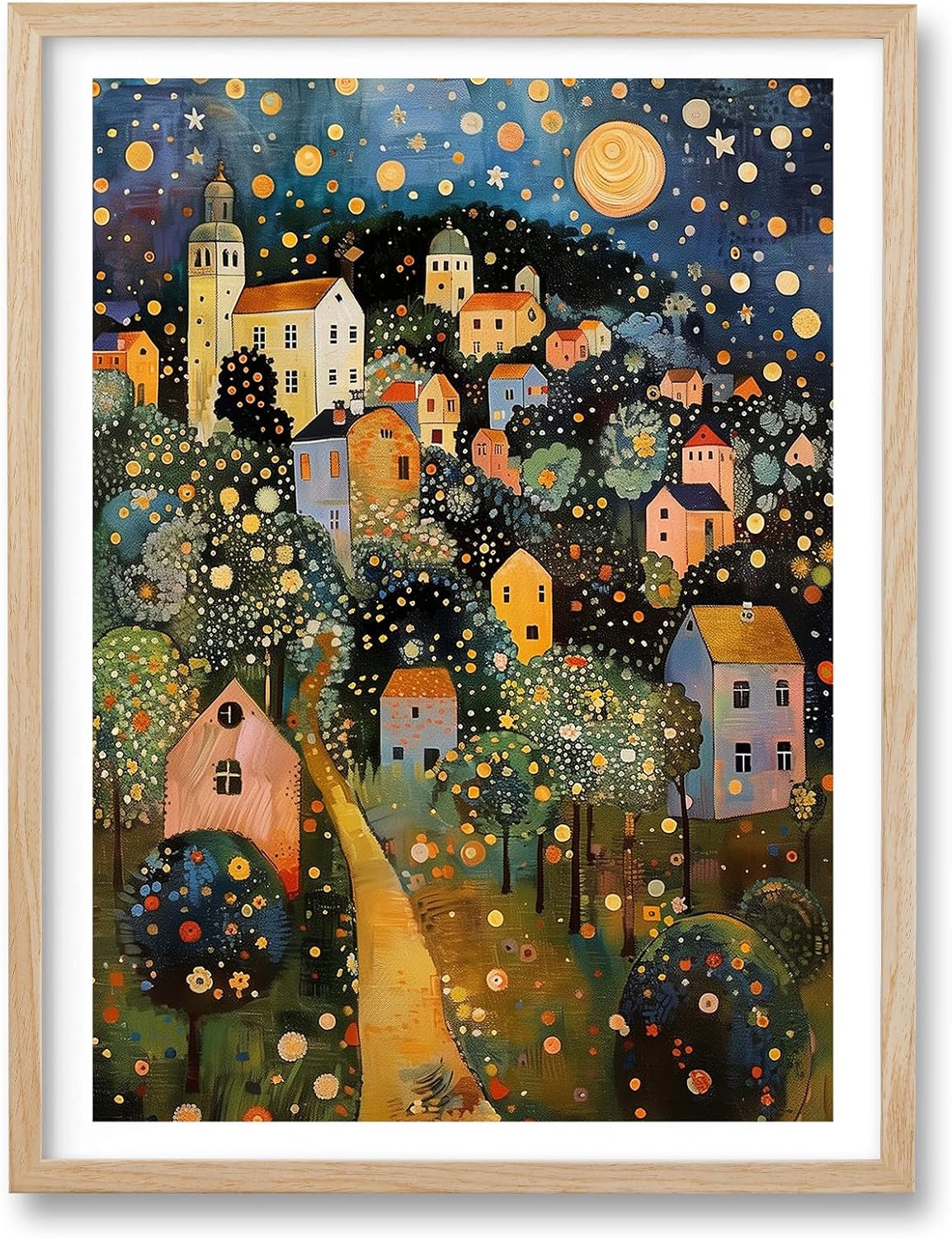Moonlit Night Rustic Framed Wall Art