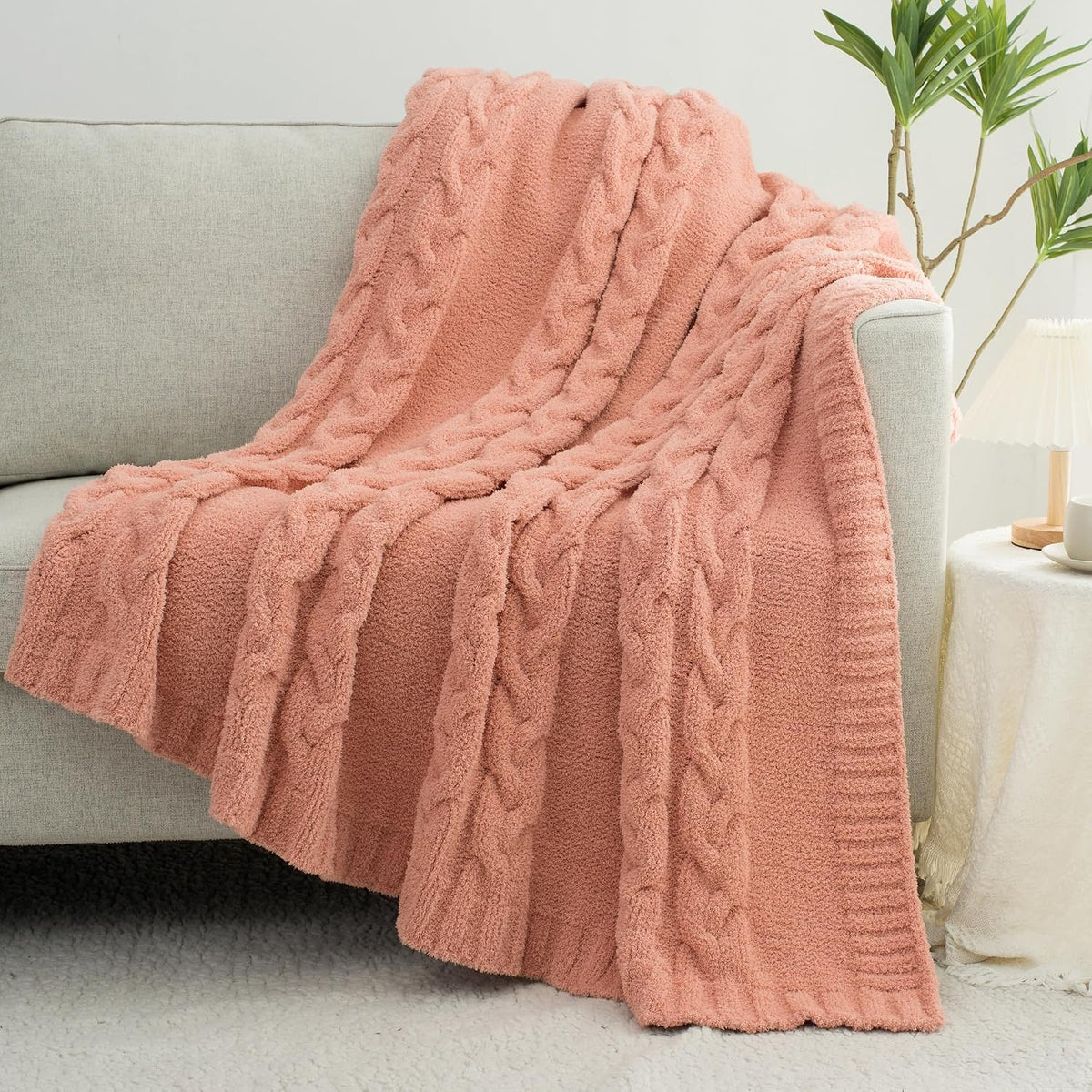 Cable Pattern Microfiber Throw Blanket