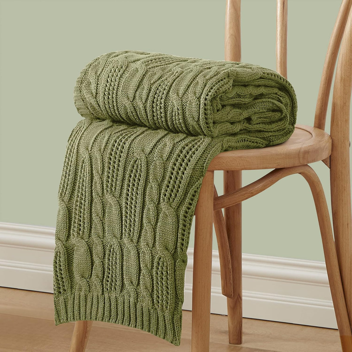 Acrylic Knitted Throw Blanket with Crochet Stitch