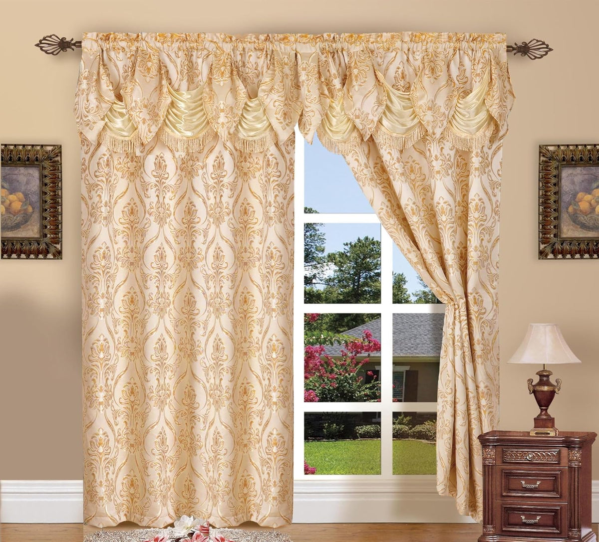 Vintage Floral Jacquard Room Darkening Curtains