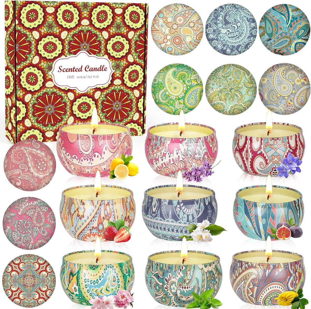 Scented candles gifts for women, home scented candles, aromatherapy candle gifts set, soy wax candles for Christmas, birthday, Mothers Day.