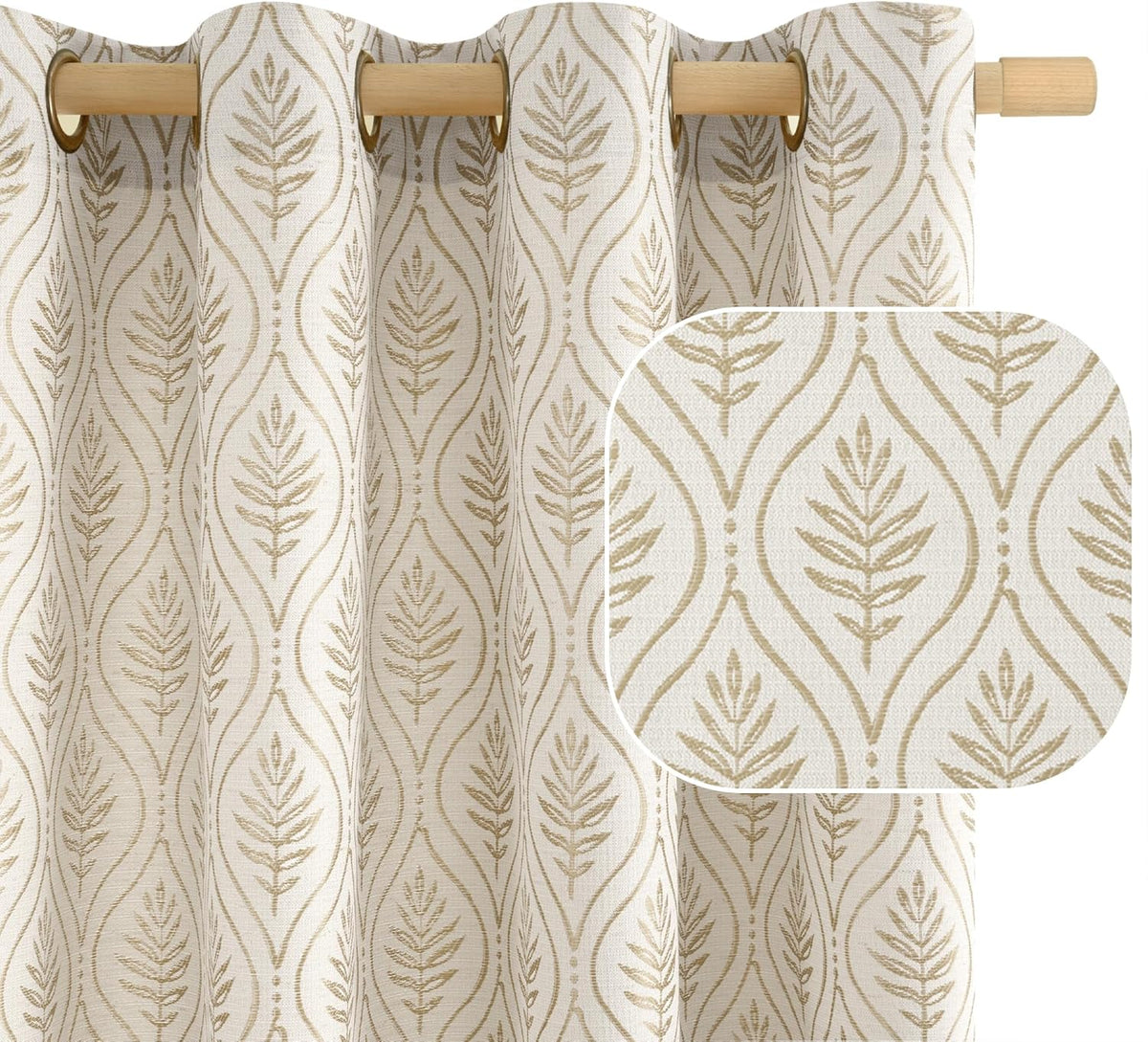 Boho Floral Semi-Sheer Jacquard Curtains